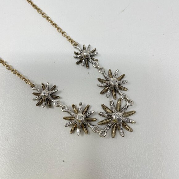 Vintage Starburst Rhinestone Necklace Gold & Silver‎ Tone Adjustable Chain - Picture 11 of 12